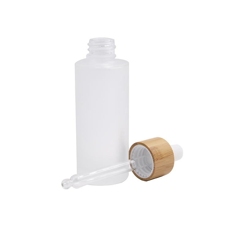New arrival 50ml frosted bamboo glass dropper bottle with bamboo dropper