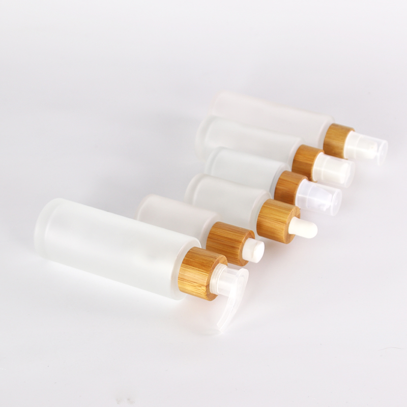New arrival 50ml frosted bamboo glass dropper bottle with bamboo dropper