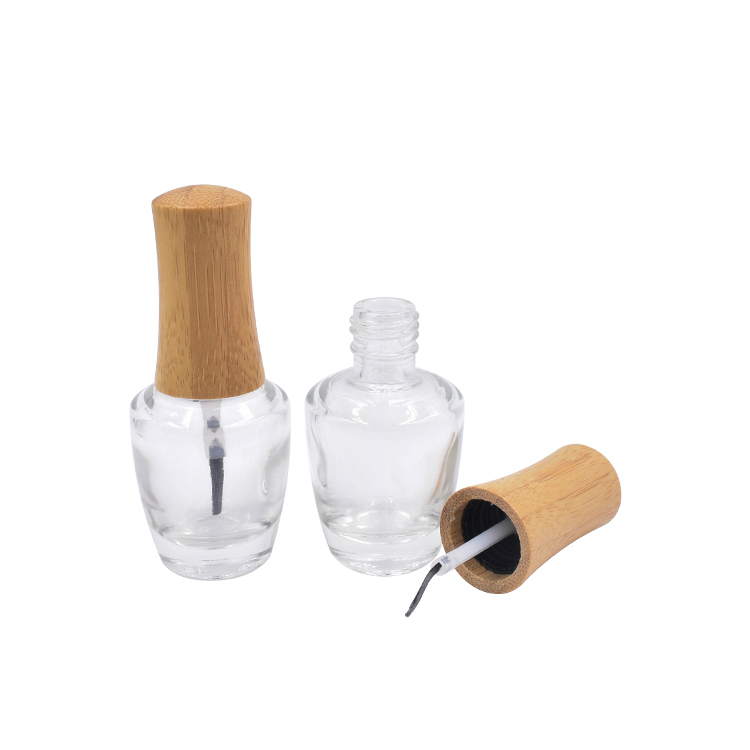 New arrival 5ml clear empty nail polish bottle with bamboo brush