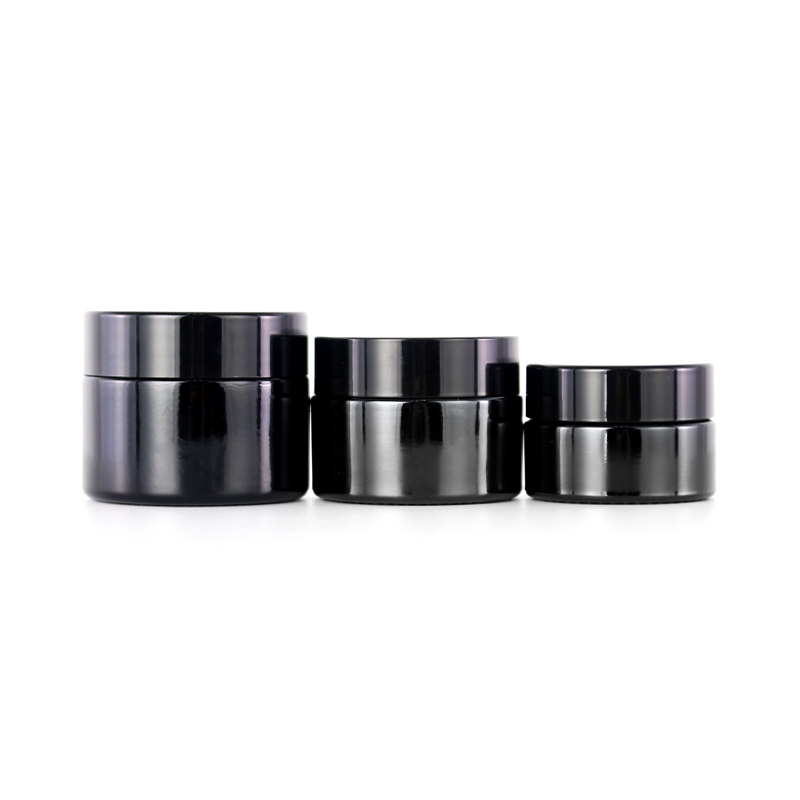 New arrival black glass jar dark violet cosmetic glass cream jar for personal packaging