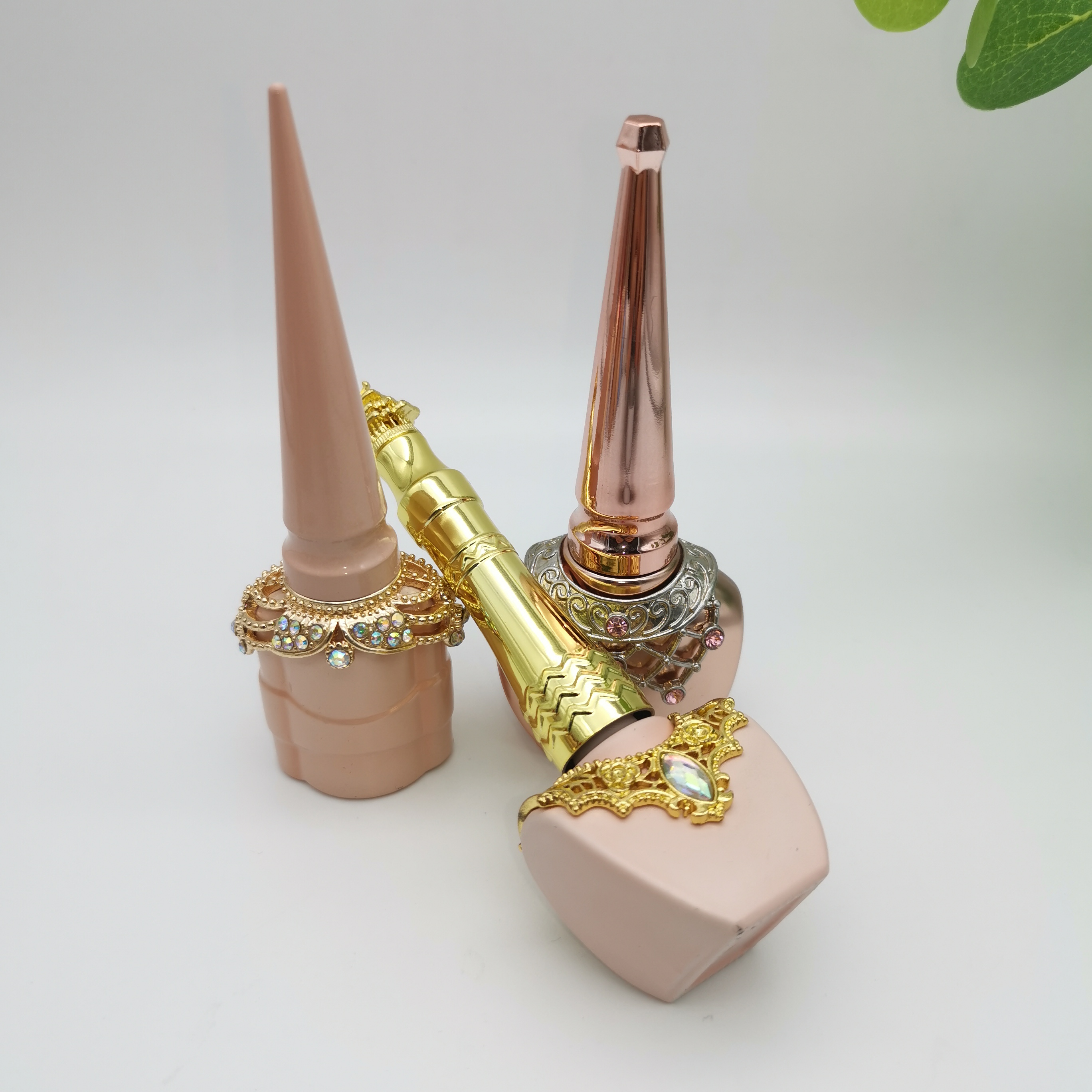 New arrival custom luxury electroplating cosmetic 10ml 15ml nail polish glass bottle with brush