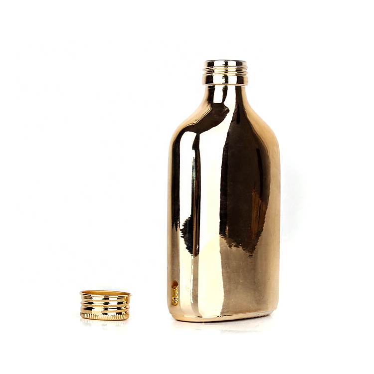 New arrival electroplating glass bottles with screw aluminum cap for coffee wine liquor