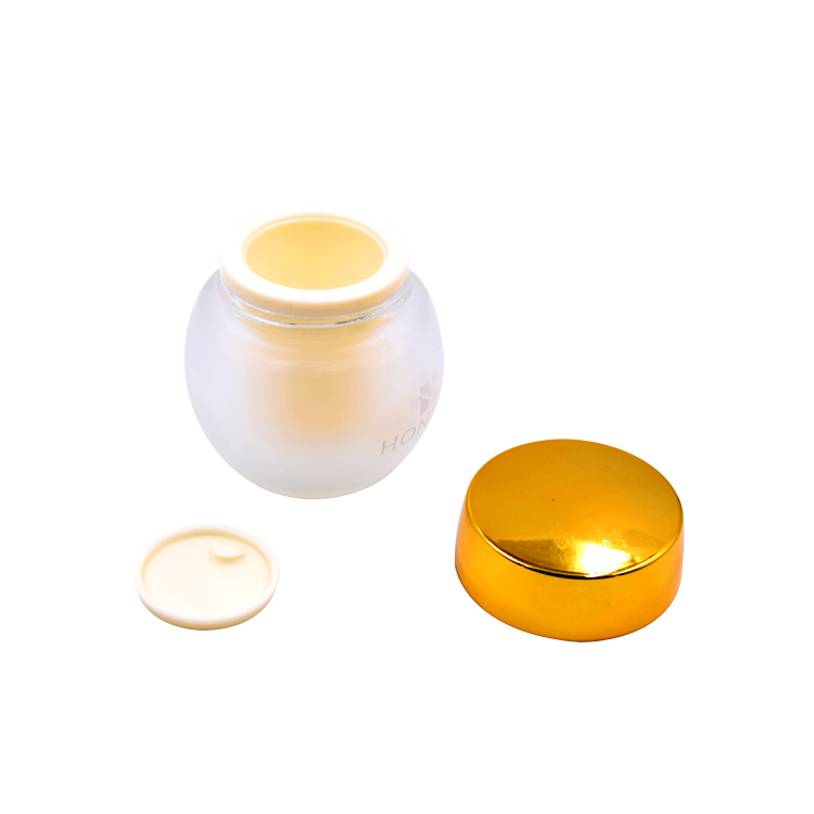 New arrival empty skin care custom logo 50g oval shape double wall glass jar with lid