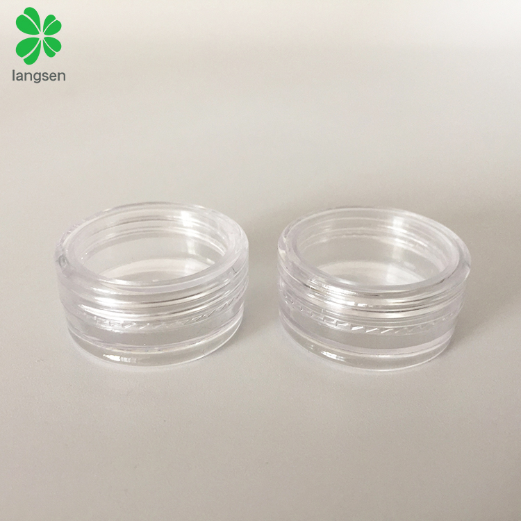 New arrival plastic transparent clear 2g cosmetic jar, mini 2 gram cosmetic dispenser pot container with concave ball base