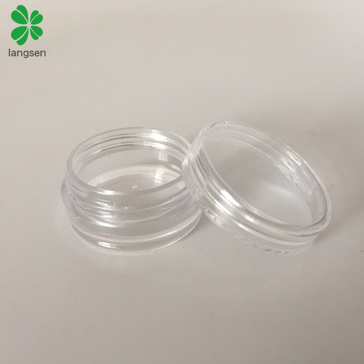 New arrival plastic transparent clear 2g cosmetic jar, mini 2 gram cosmetic dispenser pot container with concave ball base