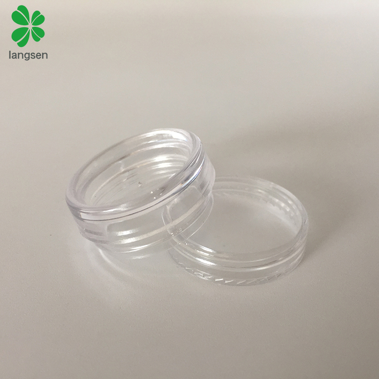 New arrival plastic transparent clear 2g cosmetic jar, mini 2 gram cosmetic dispenser pot container with concave ball base