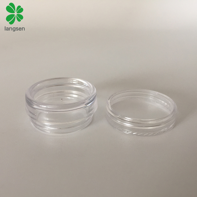 New arrival plastic transparent clear 2g cosmetic jar, mini 2 gram cosmetic dispenser pot container with concave ball base