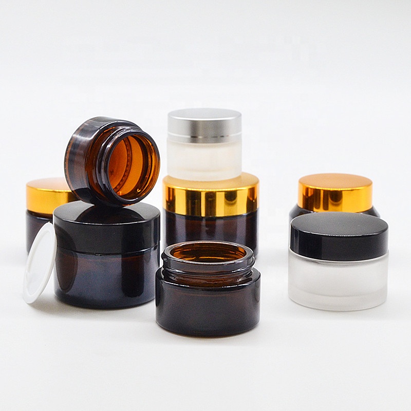 New arrival skin care packaging luxury cosmetic jar beauty empty food grade natural amber glass cream jar
