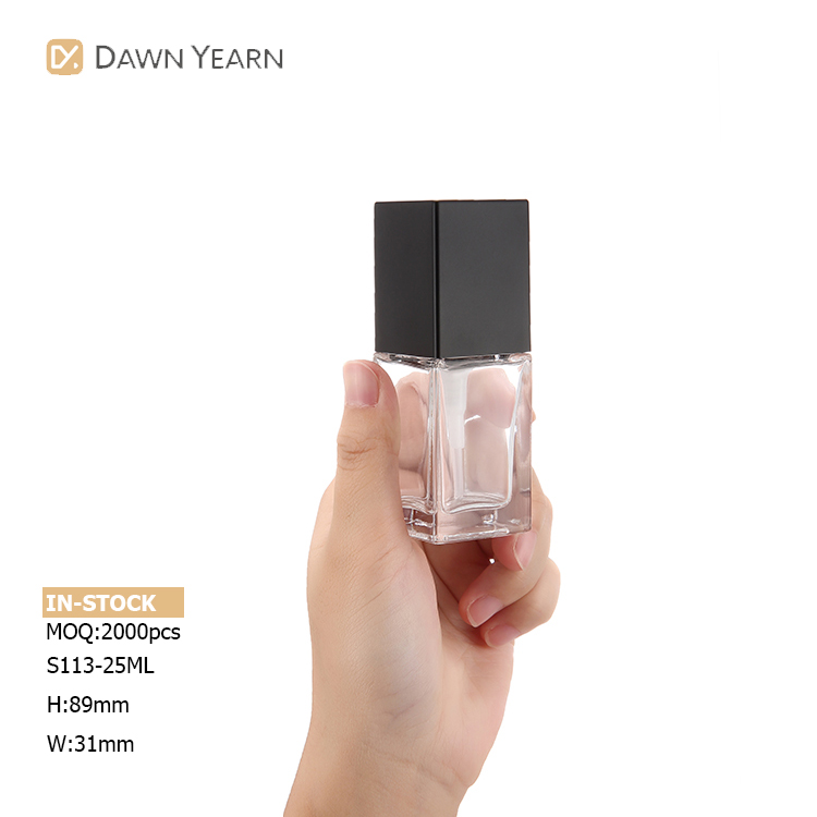 New arrivals square glass serum lotion makeup pump bottle foundation packaging 25ml