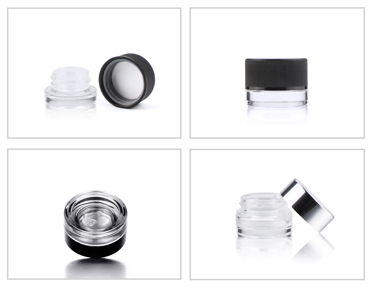 New arrive empty cylindrical rosin wax container clear thick based small crc square glass jar with lid
