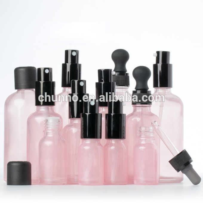New best selling 5ml 10ml 15ml 30ml 50ml 100ml pink amber glass essential oil e liquid bottle