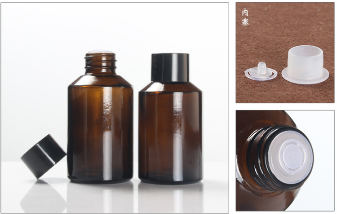 New cheap 50g 100g spray Amber glass essential oil empty cosmetic clear bottle gold silver lid cream jar