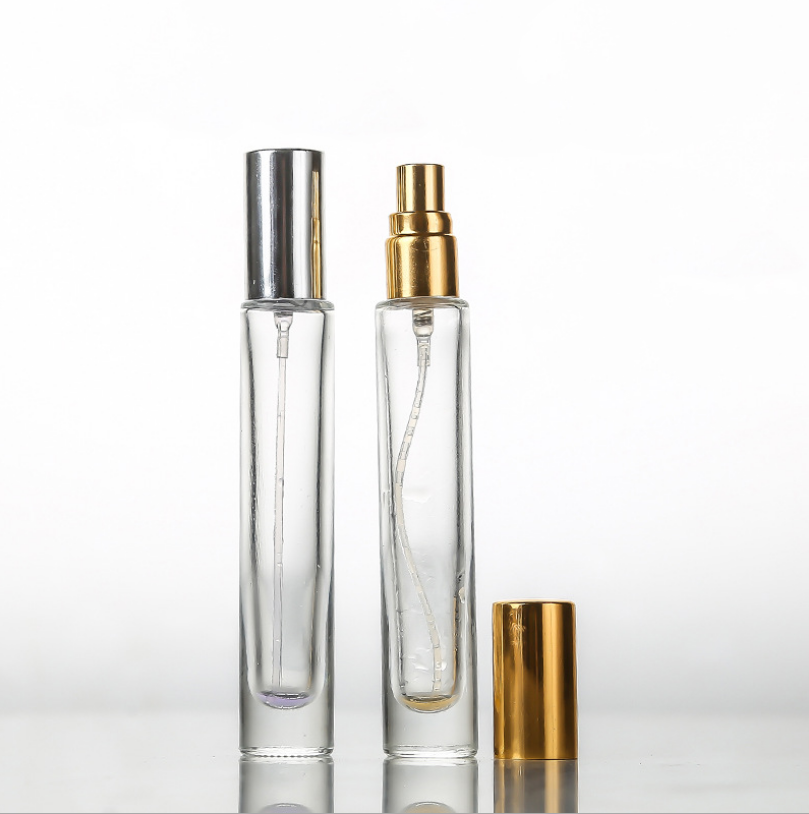 New clear cylinder heavy wall thick bottom square perfume glass bottles 1/3 oz roller 10ml roll on bottle for essential oil