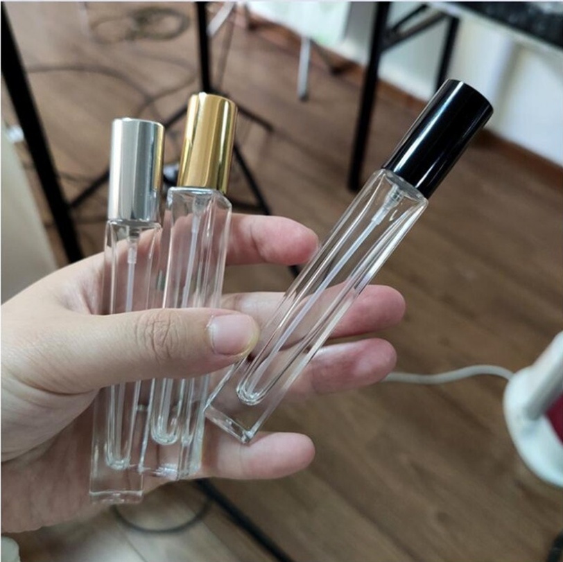 New clear cylinder heavy wall thick bottom square perfume glass bottles 1/3 oz roller 10ml roll on bottle for essential oil