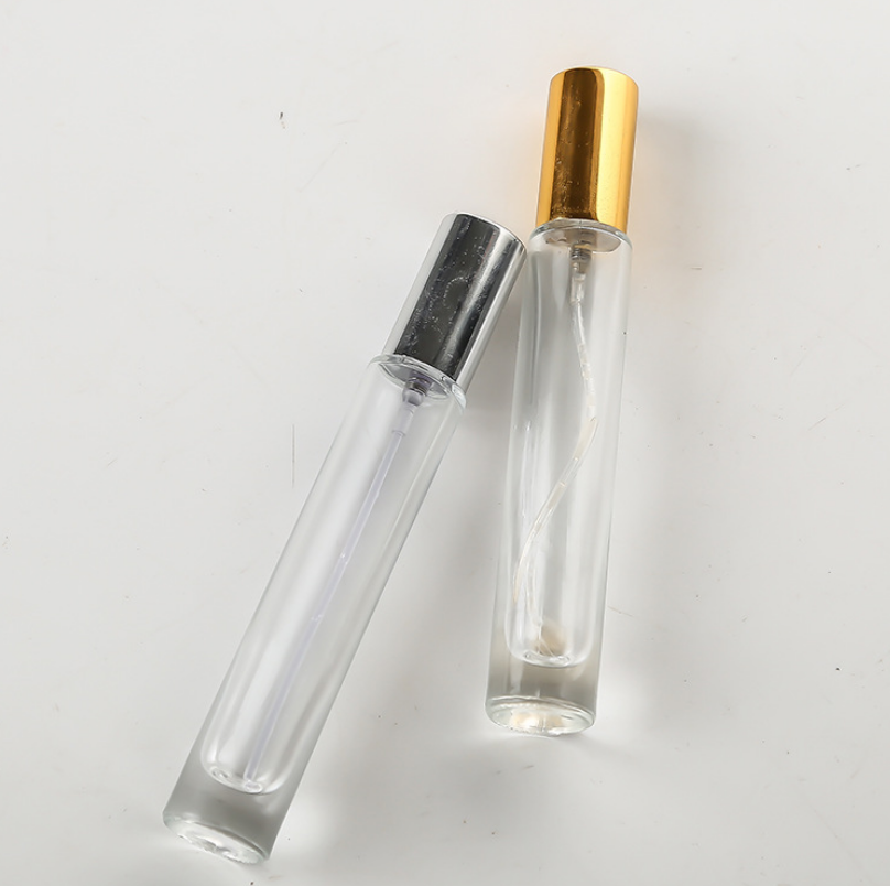 New clear cylinder heavy wall thick bottom square perfume glass bottles 1/3 oz roller 10ml roll on bottle for essential oil