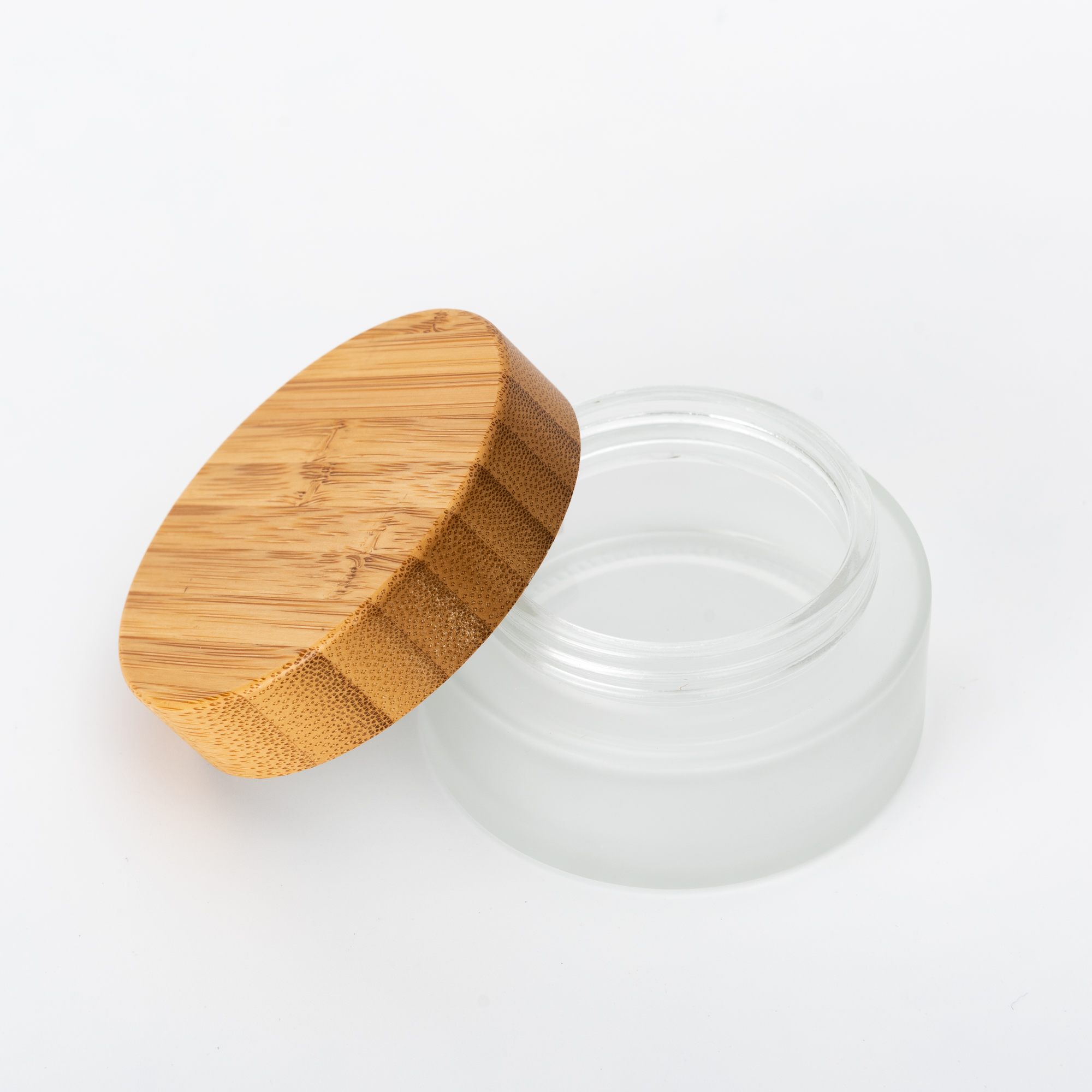 New clear frosted glass vacuum bamboo cap decorative jar