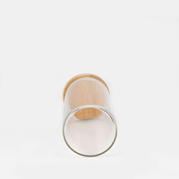 New clear storage container bamboo wooden lid 2 oz 3 oz 4 oz 6 oz 8 oz 16 oz straight sided glass jars with bamboo lids