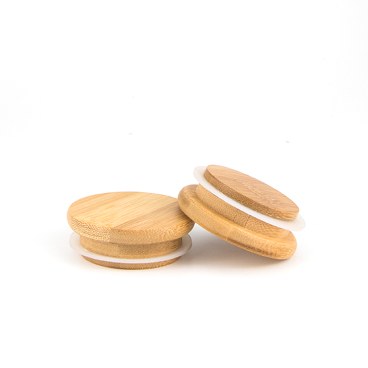 New clear storage container bamboo wooden lid 2 oz 3 oz 4 oz 6 oz 8 oz 16 oz straight sided glass jars with bamboo lids