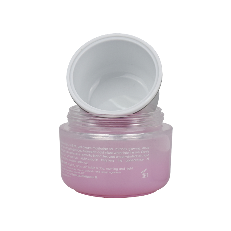 New cosmetic packaging empty recycle pink cosmetic jar 50g double wall PP plastic inner skin care glass jar with white screw cap