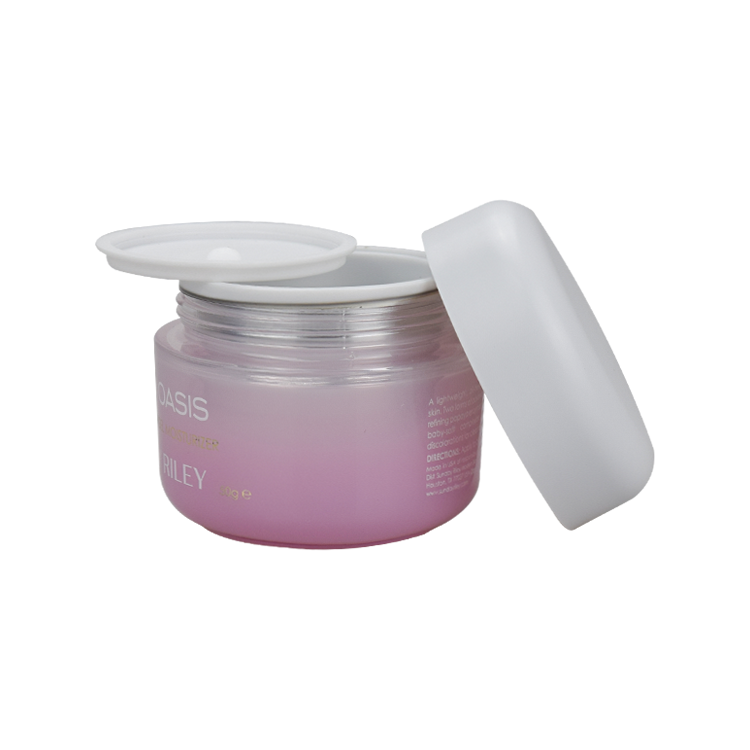 New cosmetic packaging empty recycle pink cosmetic jar 50g double wall PP plastic inner skin care glass jar with white screw cap