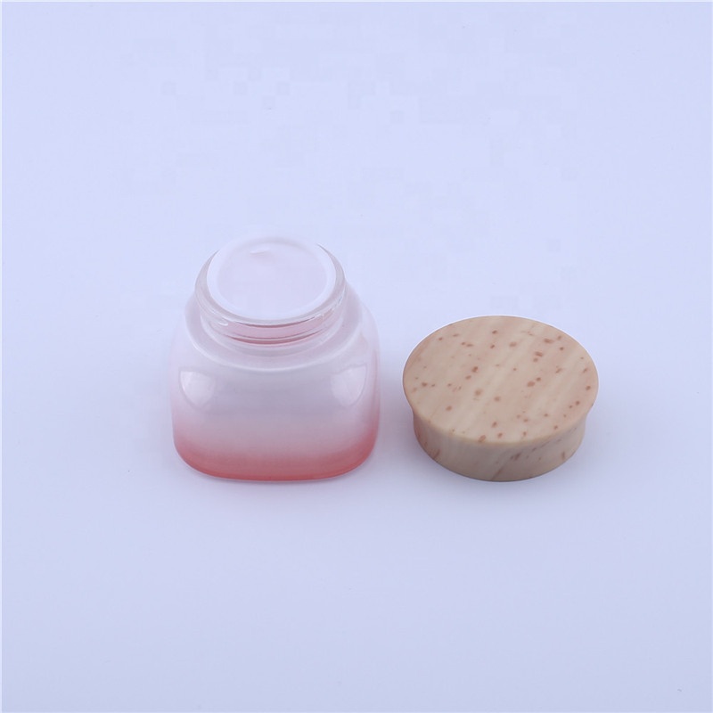 New cosmetics sub-bottling, cherry blossom red wood grain cover perfume & cream press glass packaging bottle with sprayer pump