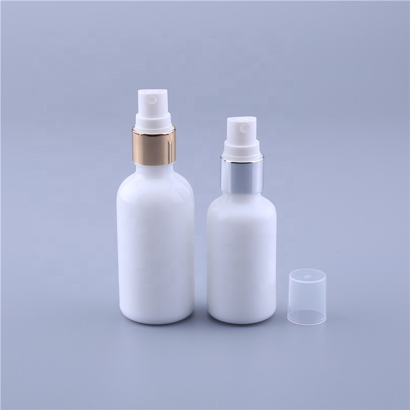 New cosmetics white color Glass Spray Bottle 10ml 20ml 30ml 50ml 100ml Perfume Packing Bottle with Silver Gold sprayer