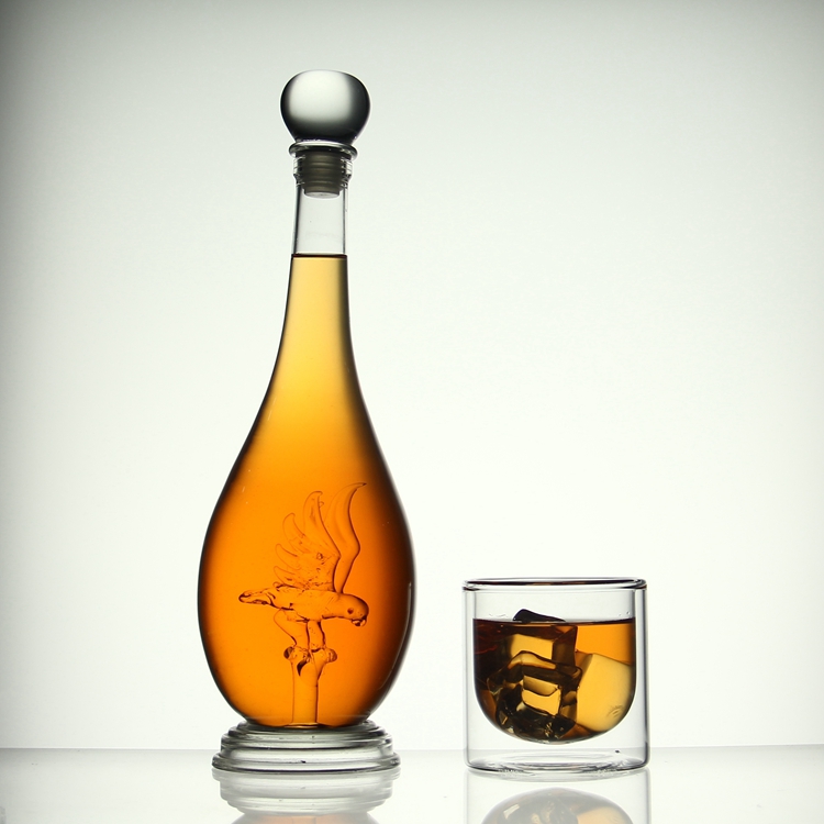 New custom 75cl empty spirit bottle glass wine liquor bottle with the custom decal logo