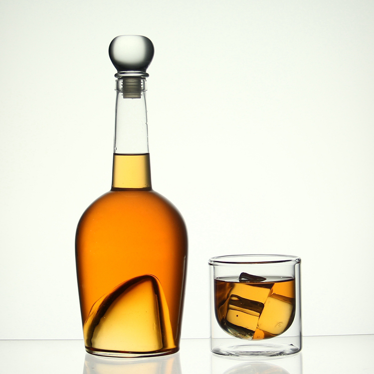 New custom 75cl empty spirit bottle glass wine liquor bottle with the custom decal logo