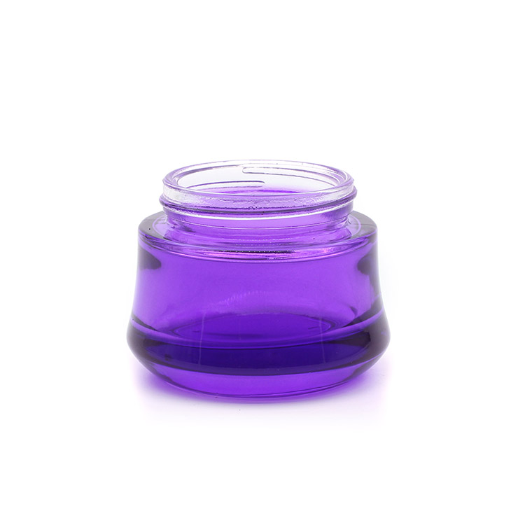 New custom Luxury Purple Cosmetic Cream Fancy Glass Jars and Lids Black Lid Wholesale Beauty Skin Care Cream Jar 50g