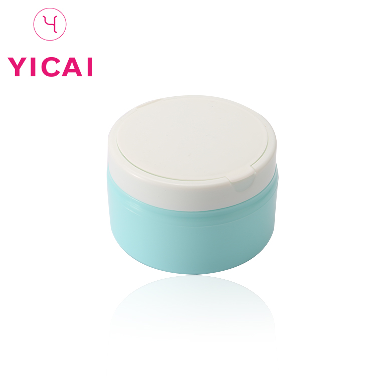 New custom design empty plastic cosmetic round clear loose powder jar case with sifter