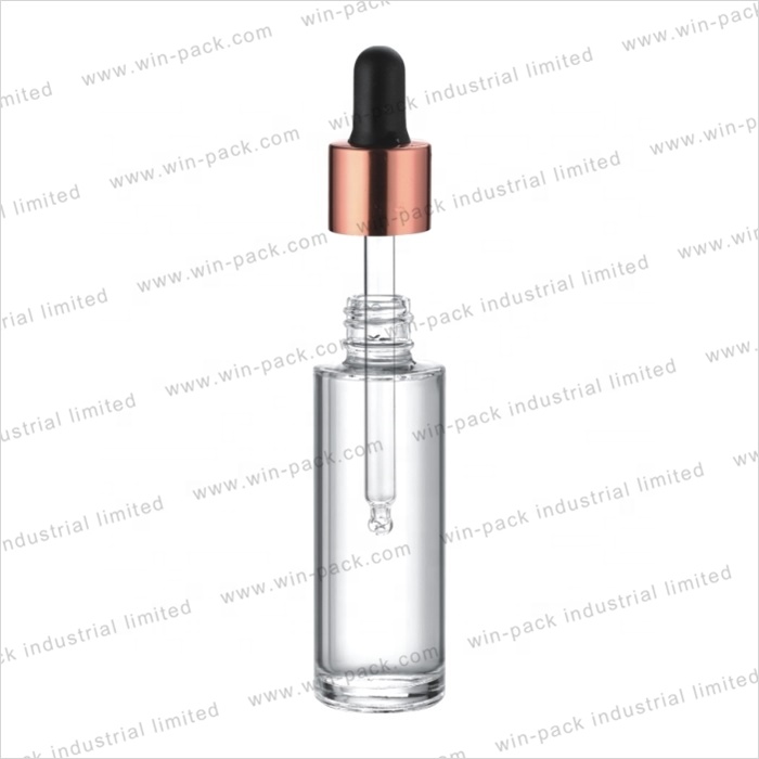 New custom design luxury rose gold cosmetic glass serum dropper bottle for essential oil 30ml