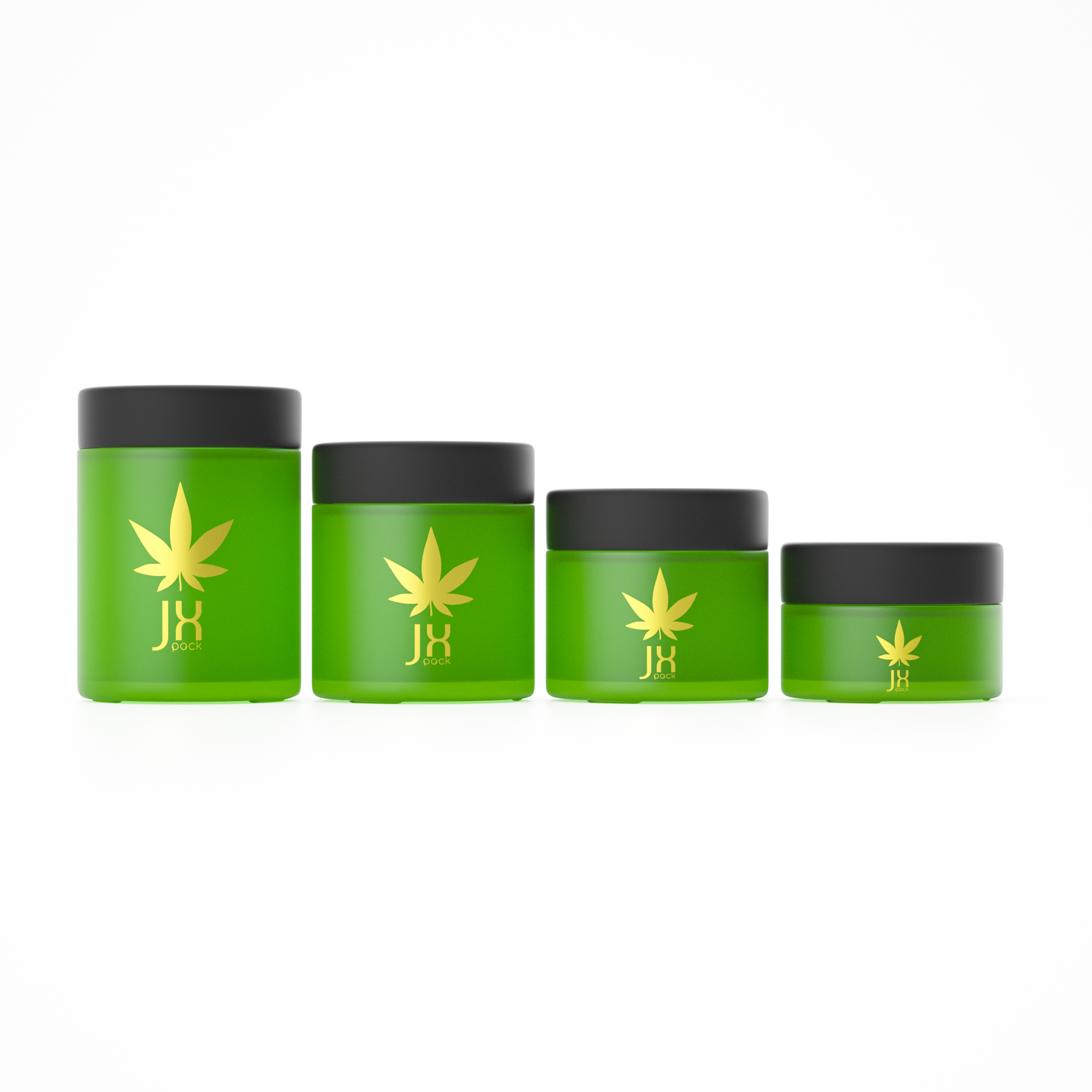 New design 1 2 3 4 oz empty green frosted weed sale container smell proof glass jar with child proof cap