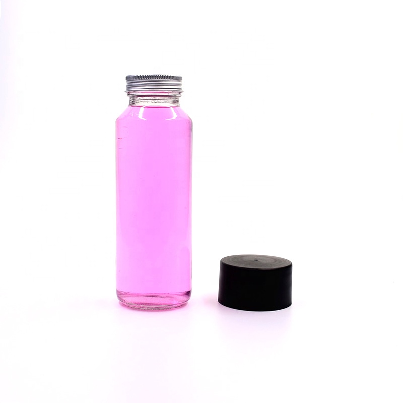 New design 10 oz 300ml clear round beverage glass bottle fruit juice milk tea water cold brew coffee packing with airtight lids