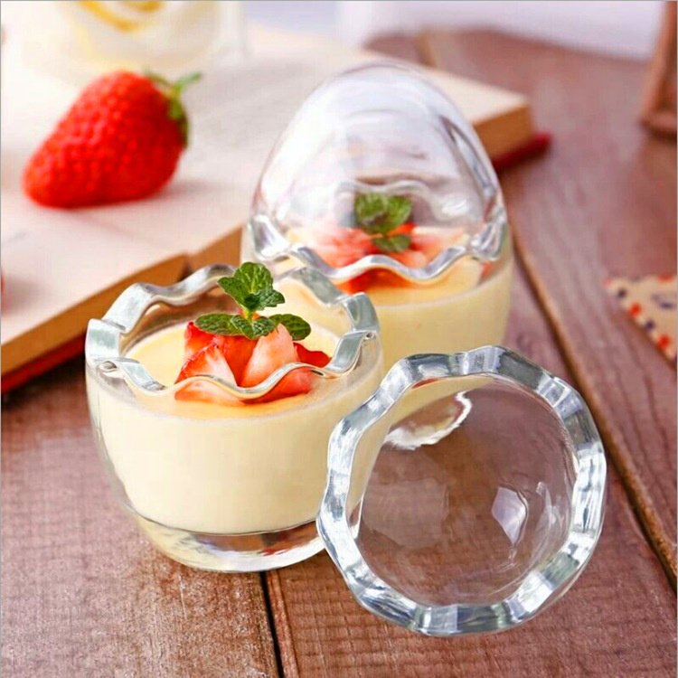 New design 100ml egg shape small puding jar glass