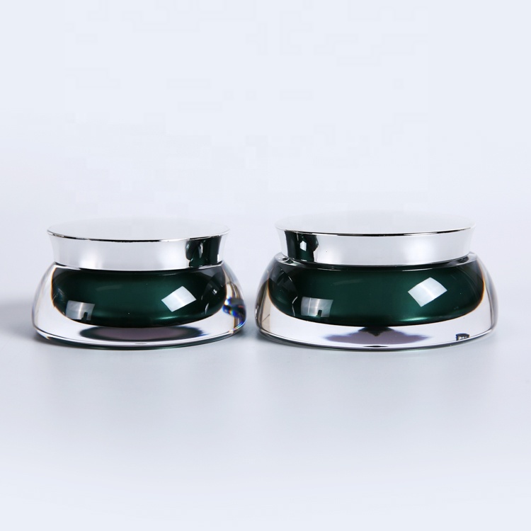 New design 15g 30g empty luxury cream green cosmetic acrylic jar set with lid