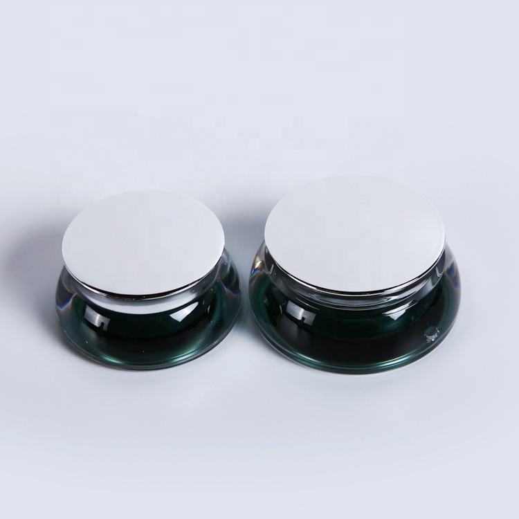 New design 15g 30g empty luxury cream green cosmetic acrylic jar set with lid