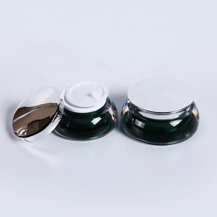 New design 15g 30g empty luxury cream green cosmetic acrylic jar set with lid