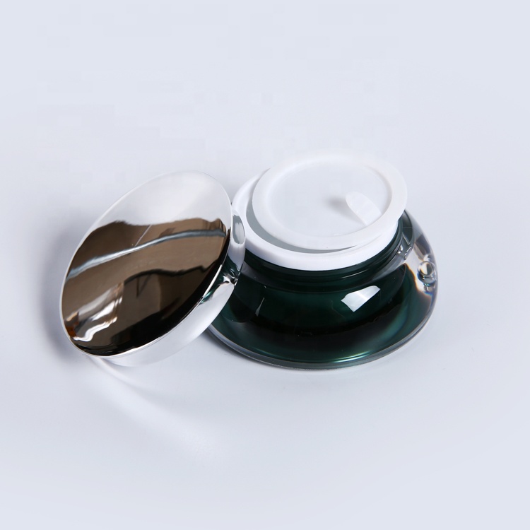 New design 15g 30g empty luxury cream green cosmetic acrylic jar set with lid