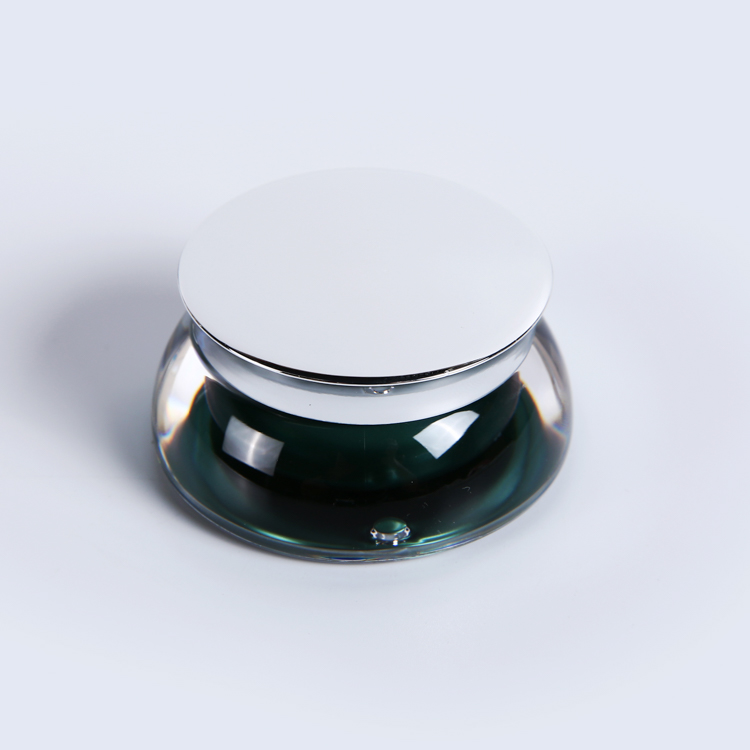 New design 15g 30g empty luxury cream green cosmetic acrylic jar set with lid