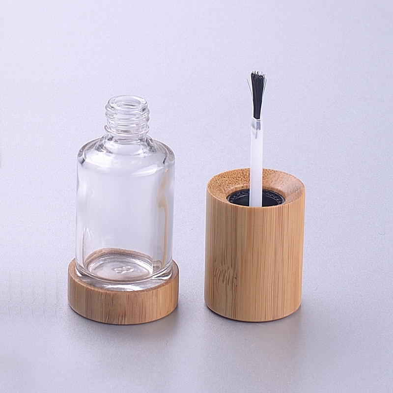 New design 15ml glass nail polish glass bottles with bamboo cap