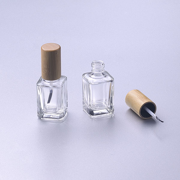 New design 15ml glass nail polish glass bottles with bamboo cap