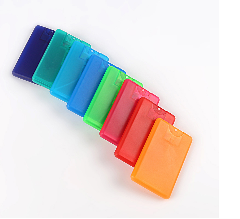 New design 20ml mini credit card spray bottle PP plastic pocket perfume bottle with sprayer