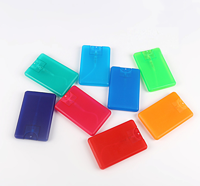 New design 20ml mini credit card spray bottle PP plastic pocket perfume bottle with sprayer