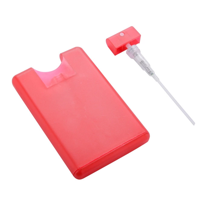 New design 20ml mini credit card spray bottle PP plastic pocket perfume bottle with sprayer