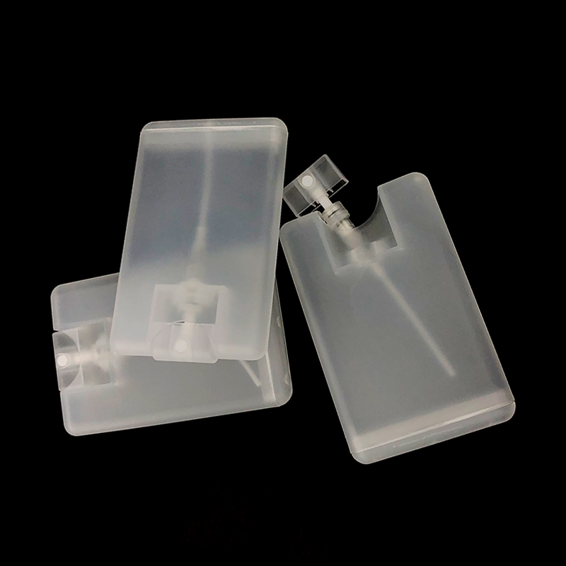 New design 20ml mini credit card spray bottle PP plastic pocket perfume bottle with sprayer