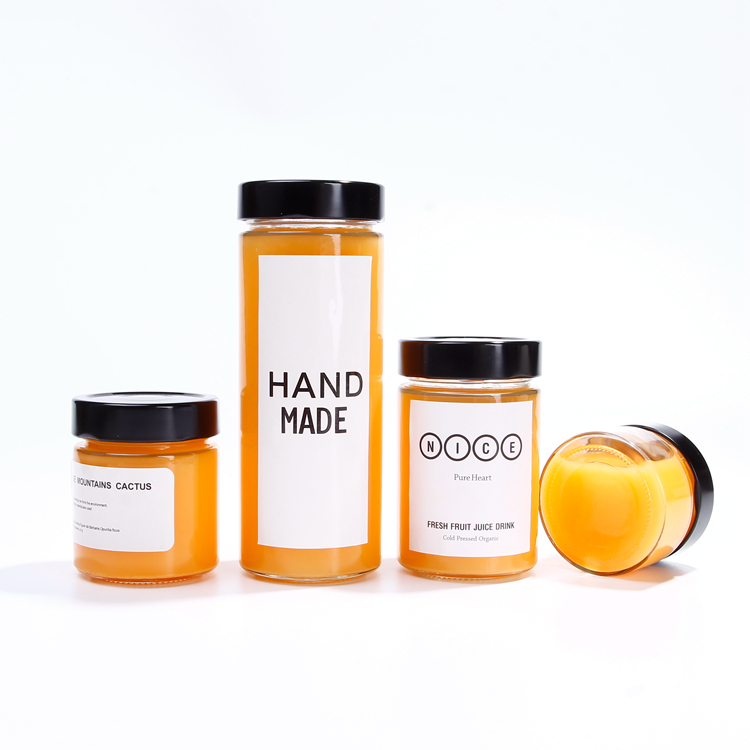 New design 212ml empty round glass jar for honey food storage jar with tin lid