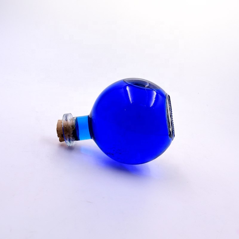 New design 280ml clear round perfume aromatherapy bottles Fragrance reed diffuser glass bottle with natural synthetic cork lid