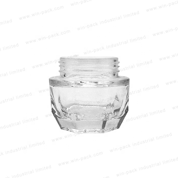 New design 30g 50g clear empty glass body eye cream jar with gold cap