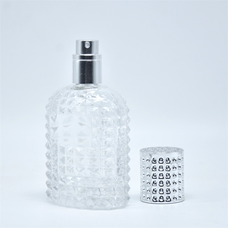 New design 30ml 50ml silver spray glass bottle