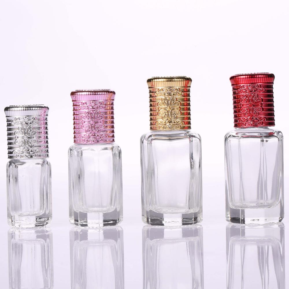 New design 3ml 6ml 10ml 12ml octagonal glass bottles roller bottles empty roll on bottles with metal alloy screw caps